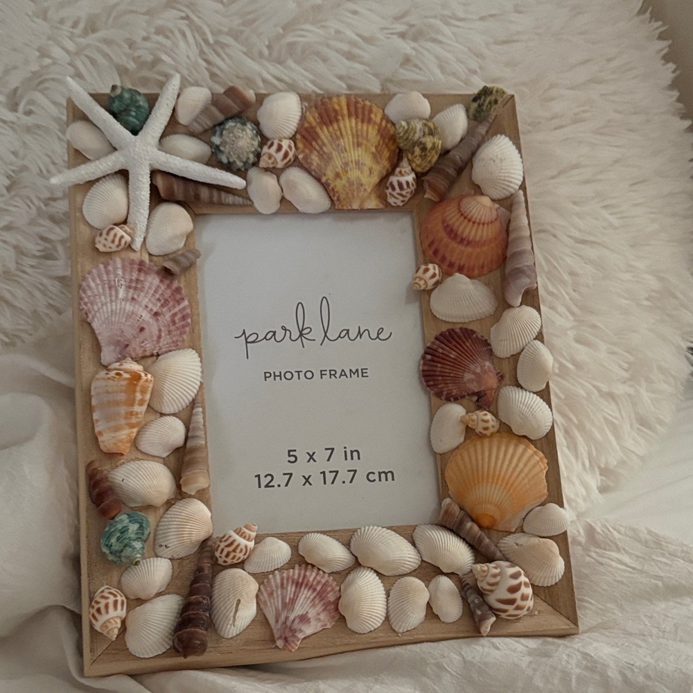 Homemade seashell picture frame